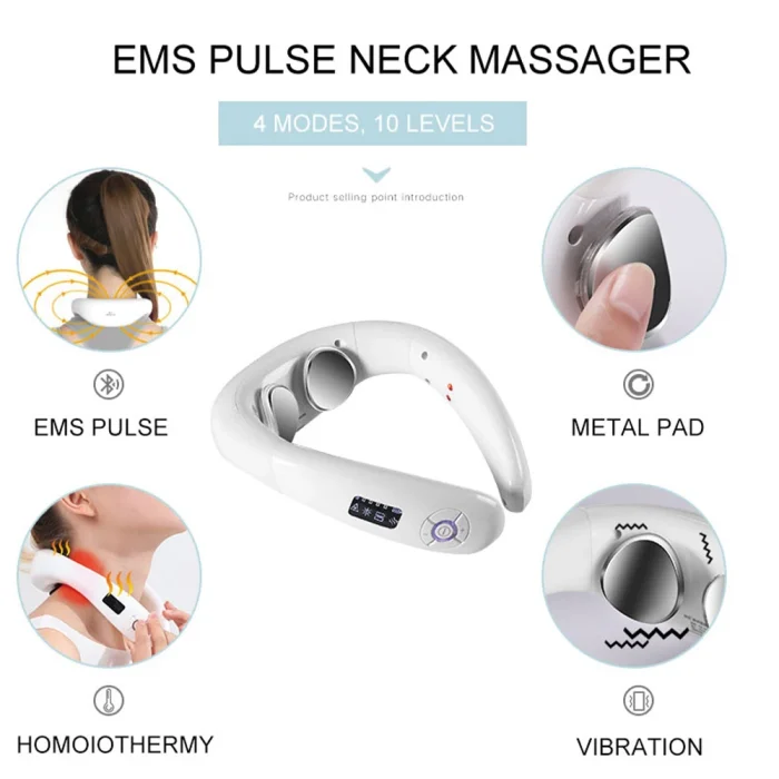 Hezheng White Vibration Massage Hot Moxibustion Pulse Neck Shoulder Massager - Image 5