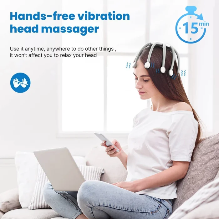 HEZHENG New Portable Wireless Head Massager Rechargeable Head Relax One Button Easy Use Electric Massager White Comfortable - Image 5