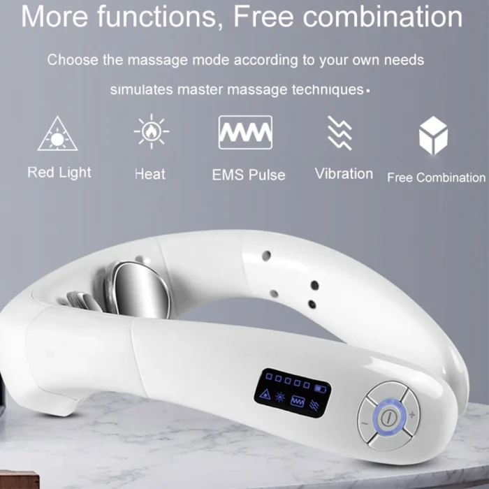 Hezheng White Vibration Massage Hot Moxibustion Pulse Neck Shoulder Massager - Image 3