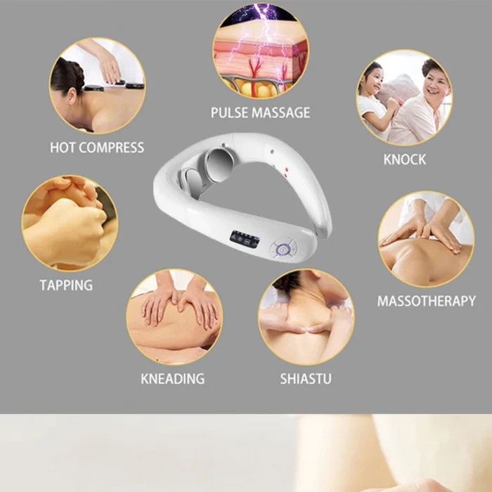 Hezheng White Vibration Massage Hot Moxibustion Pulse Neck Shoulder Massager - Image 4