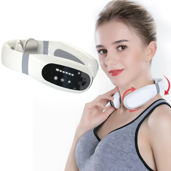 HEZHENG 2025 New Electromagnetic Relieve Cervical Muscle Pain Relief and Tension Pulse Smart Neck Massager with Heat Vibration
