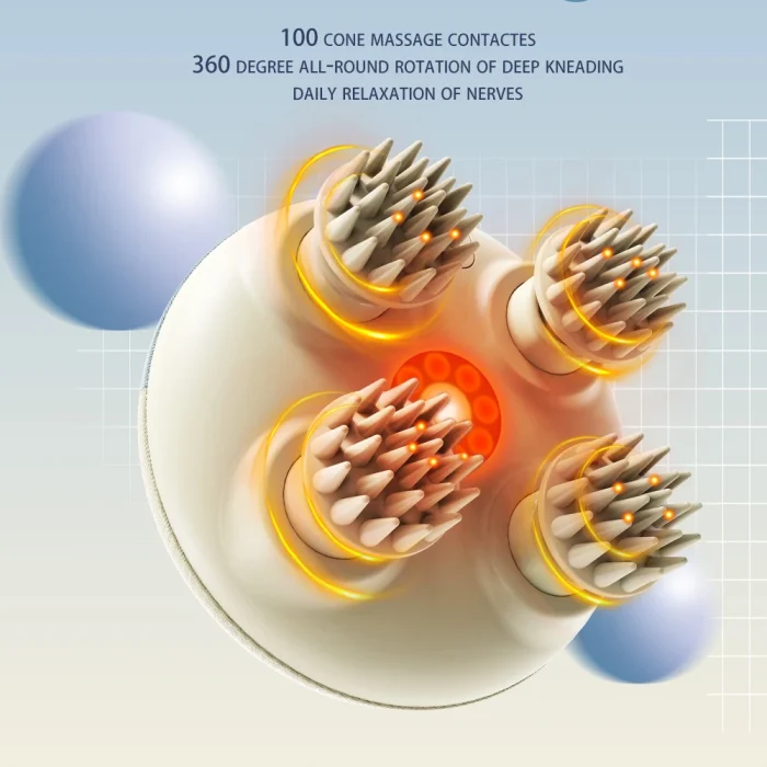 Electric Scalp Massager with LED Light Waterproof Head Massager Heating Stress Relax Handheld Hair Scalp Massager Stress Relief - Image 3