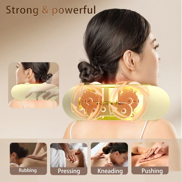 2024 New Design Hot Compress Neck & Shoulder Massage Equipment 5D Rotation Kneading Cervical Massage Pillow Deep Tissue Relax - Image 3