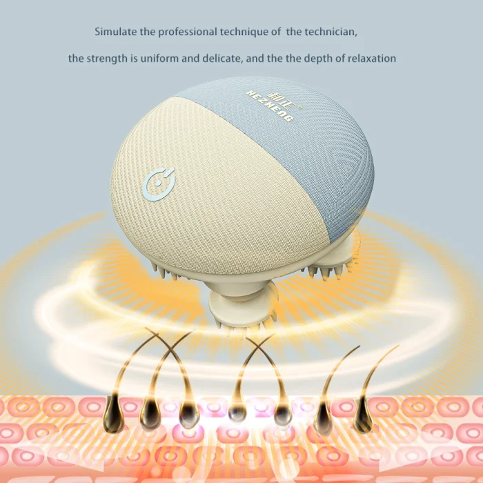 Electric Scalp Massager with LED Light Waterproof Head Massager Heating Stress Relax Handheld Hair Scalp Massager Stress Relief - Image 4
