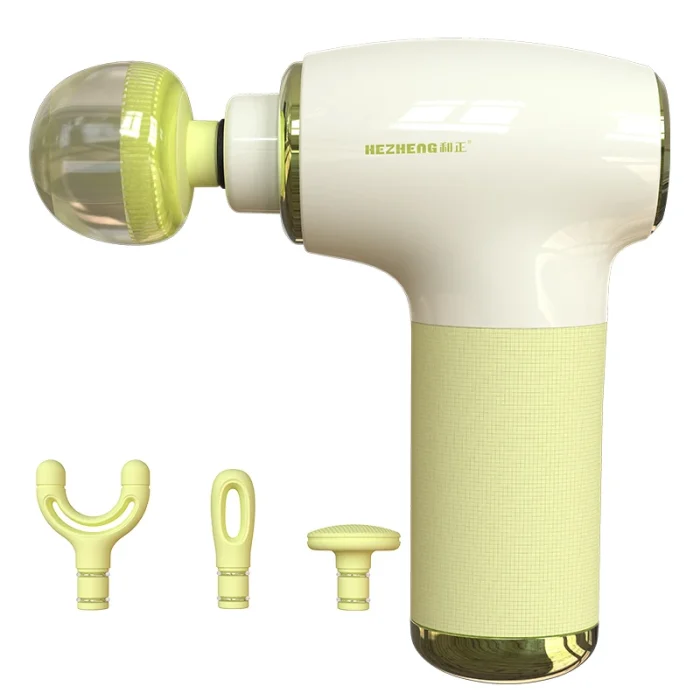 HEZHENG Hot Sale Wireless Mini Massage Gun Deep Muscle Vibrating Massager Powerful Body Massage Machine with 4 Shape Heads