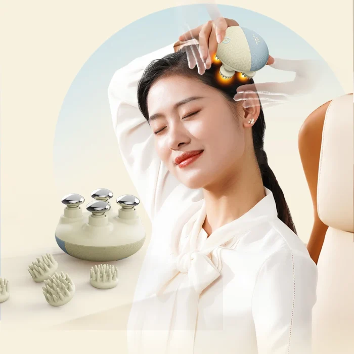 Electric Scalp Massager with LED Light Waterproof Head Massager Heating Stress Relax Handheld Hair Scalp Massager Stress Relief - Image 2