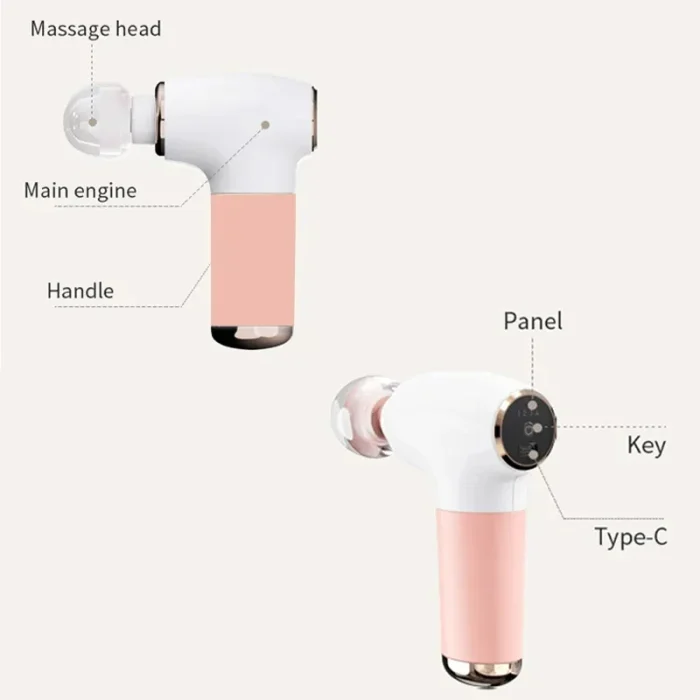 HEZHENG Hot Sale Wireless Mini Massage Gun Deep Muscle Vibrating Massager Powerful Body Massage Machine with 4 Shape Heads - Image 3